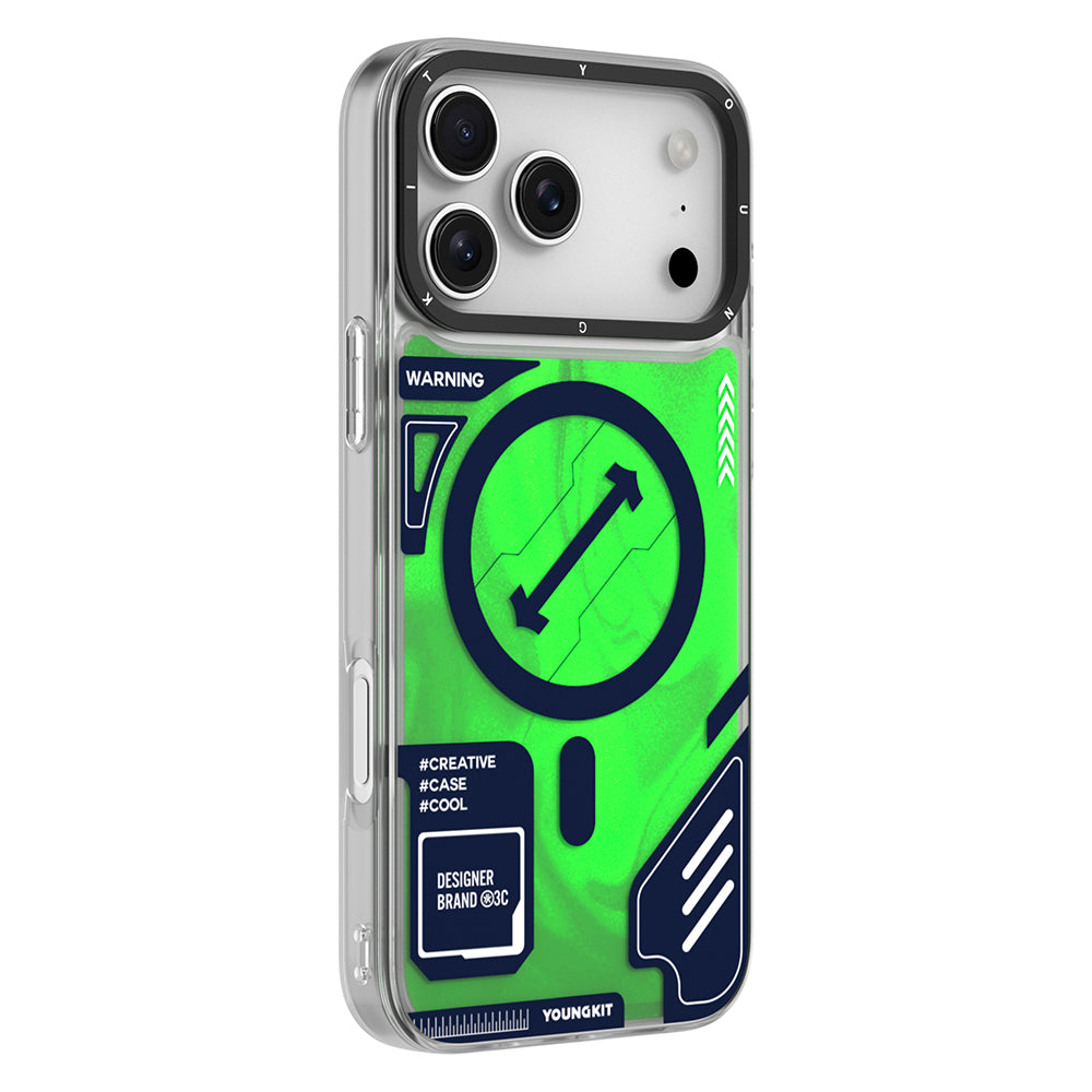 Apple iPhone 17 Pro Max Kılıf M-safe Şarj Özellikli Parlak Kumlu Sıvılı Tasarımlı Galaxy Fantasy Serisi Kapak