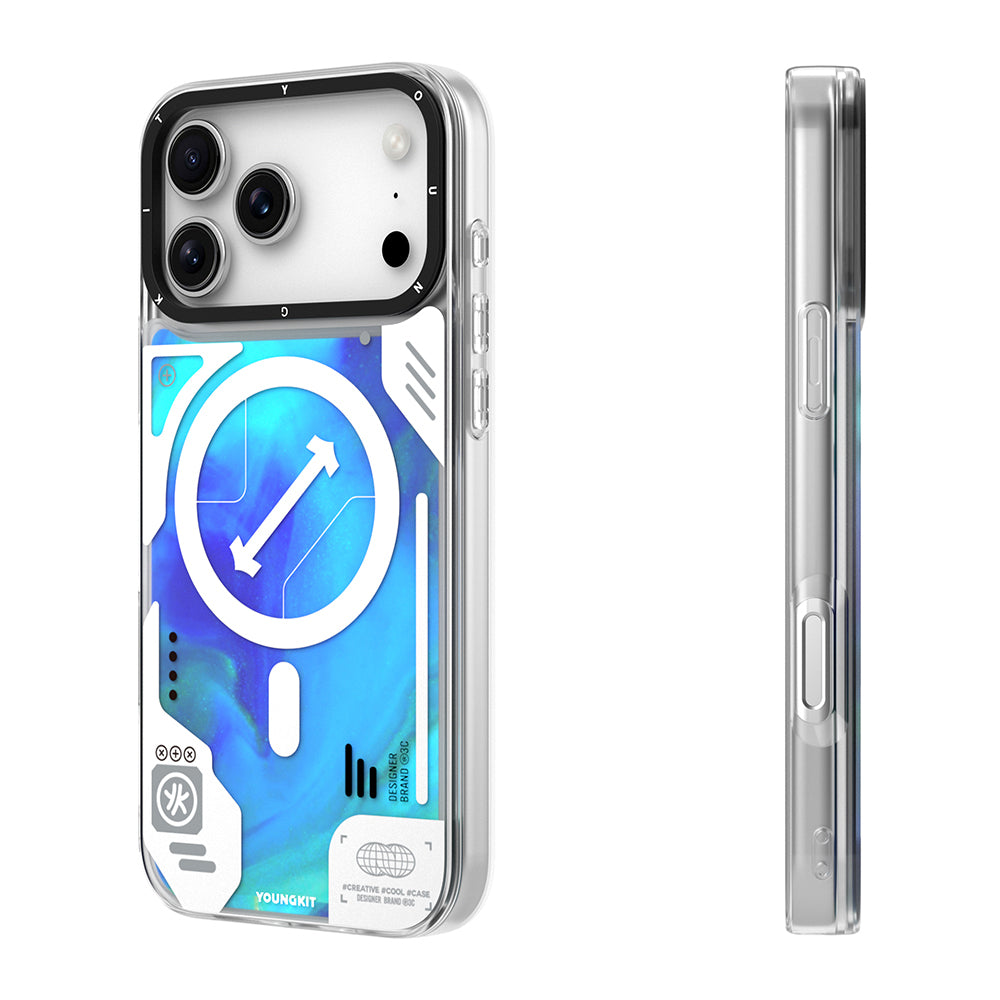 Apple iPhone 17 Pro Max Kılıf M-safe Şarj Özellikli Parlak Kumlu Sıvılı Tasarımlı Galaxy Fantasy Serisi Kapak