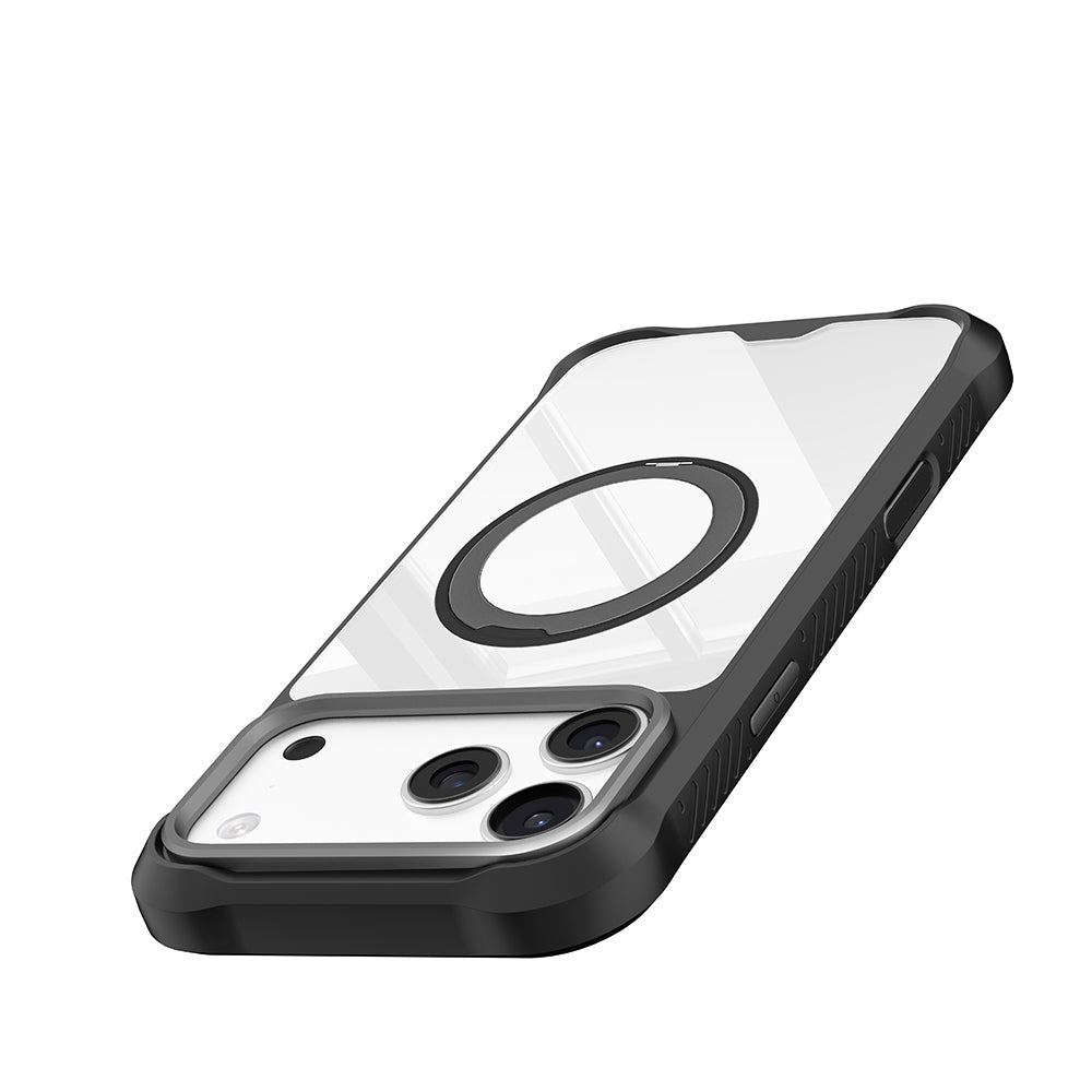 Apple iPhone 17 Pro Max Kılıf M-safe Şarj Özellikli Parmak Ring Standlı Airbag Tasarımlı Mutural Obsidian Serisi Kapak