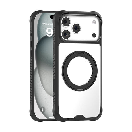 Apple iPhone 17 Pro Max Kılıf M-safe Şarj Özellikli Parmak Ring Standlı Airbag Tasarımlı Mutural Obsidian Serisi Kapak