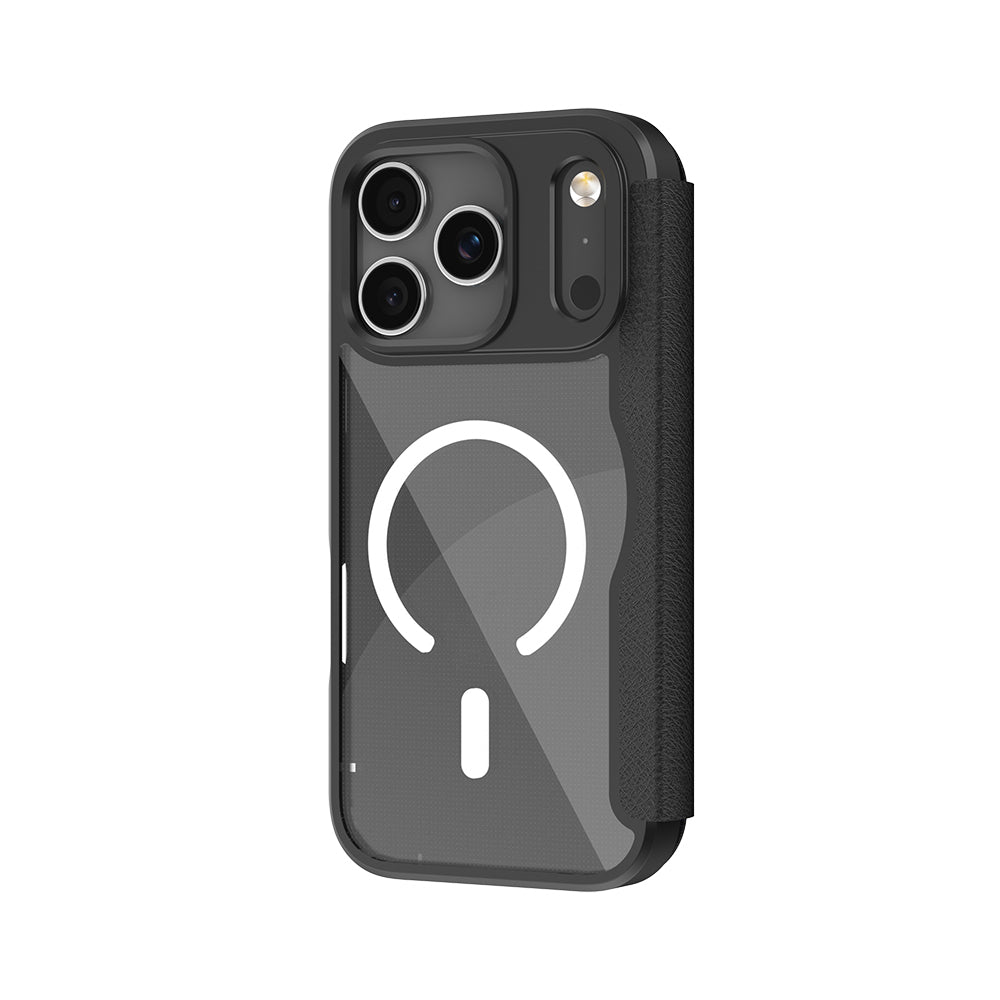 Apple iPhone 17 Pro Max Kılıf M-Safe Şarj Özellikli Raptic Air Folio Şeffaf Kartlıklı Kapaklı Kılıf
