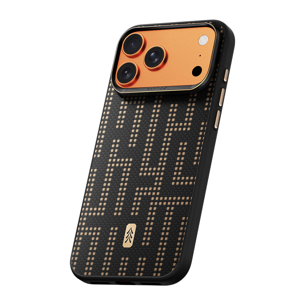 Apple iPhone 17 Pro Max Kılıf M-safe Şarj Özellikli Raptic Aramid Dual Grid Serisi Karbon Kapak