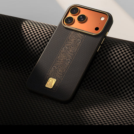 Apple iPhone 17 Pro Max Kılıf M-safe Şarj Özellikli Raptic Aramid Dual Rise Serisi 24 Ayar Altın Kaplamalı Karbon Kapak