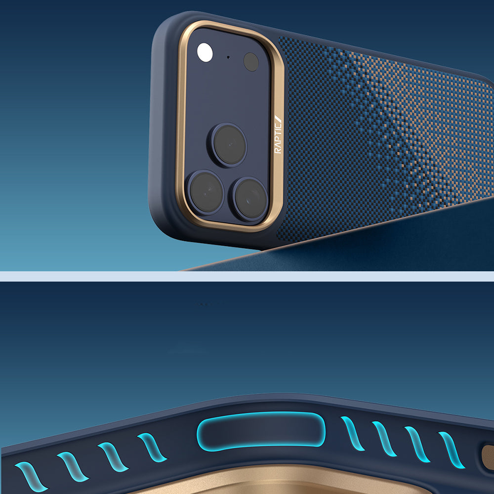 Apple iPhone 17 Pro Max Kılıf M-safe Şarj Özellikli Raptic Aramid Dual Serenity Serisi Karbon Kapak