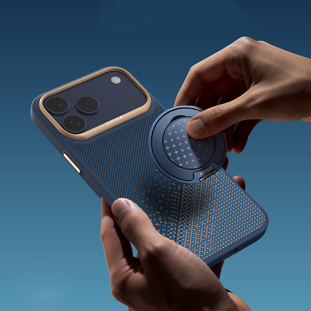 Apple iPhone 17 Pro Max Kılıf M-safe Şarj Özellikli Raptic Aramid Dual Serenity Serisi Karbon Kapak