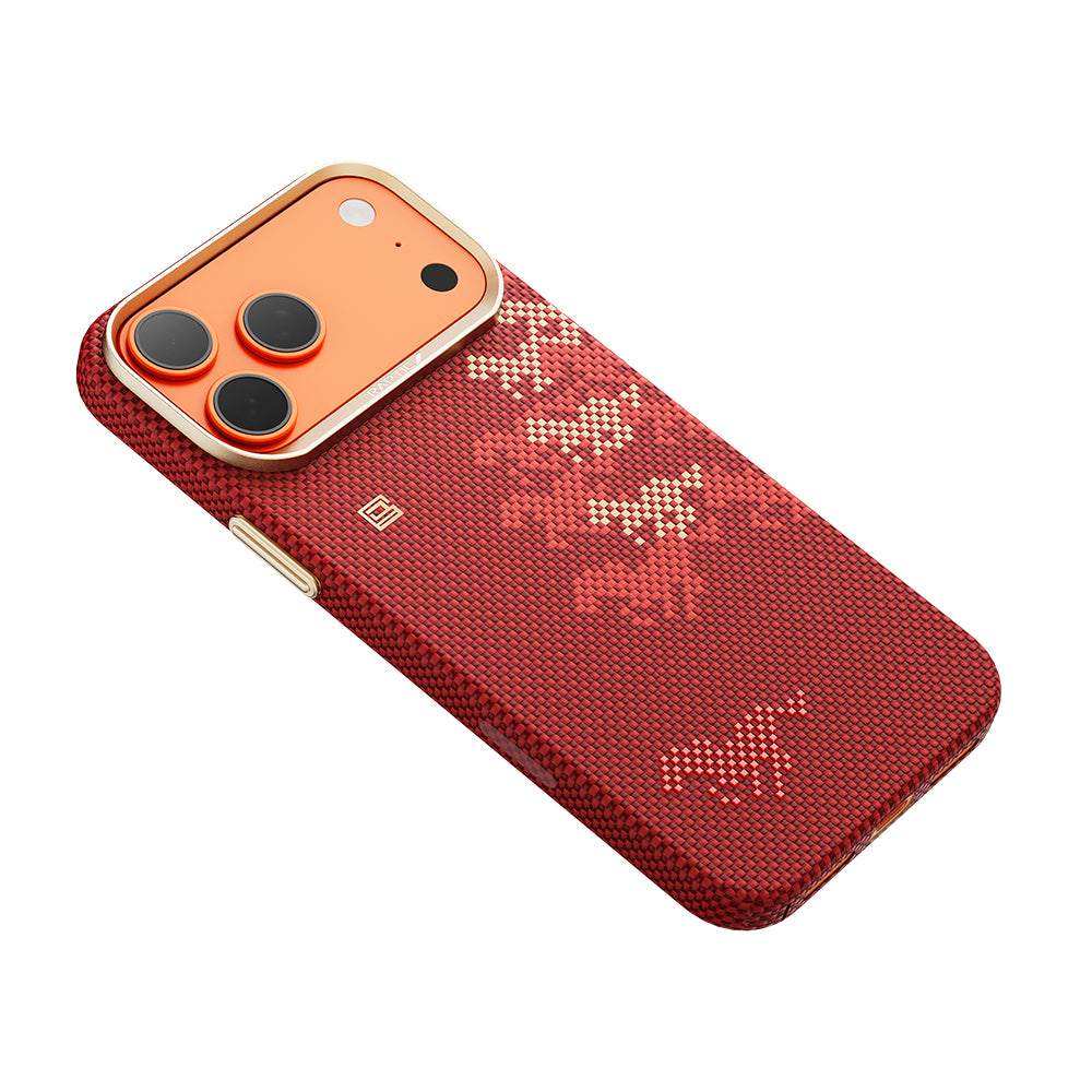 Apple iPhone 17 Pro Max Kılıf M-safe Şarj Özellikli Raptic Aramid Skin Chivalry Serisi Karbon Kapak