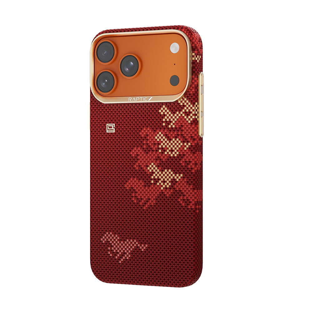 Apple iPhone 17 Pro Max Kılıf M-safe Şarj Özellikli Raptic Aramid Skin Chivalry Serisi Karbon Kapak