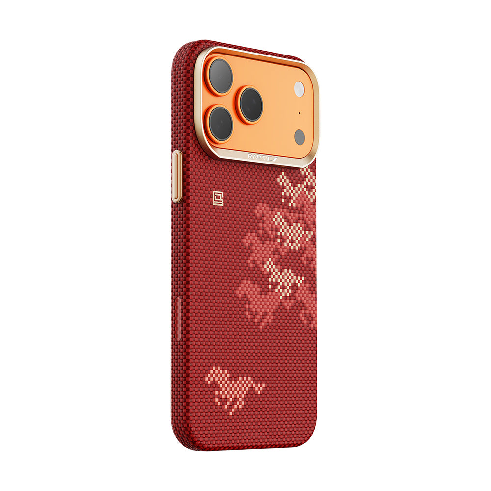 Apple iPhone 17 Pro Max Kılıf M-safe Şarj Özellikli Raptic Aramid Skin Chivalry Serisi Karbon Kapak