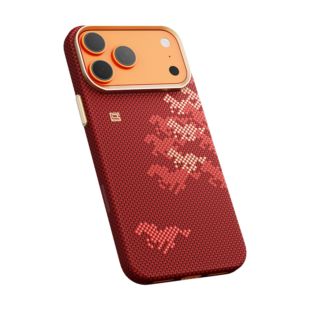 Apple iPhone 17 Pro Max Kılıf M-safe Şarj Özellikli Raptic Aramid Skin Chivalry Serisi Karbon Kapak