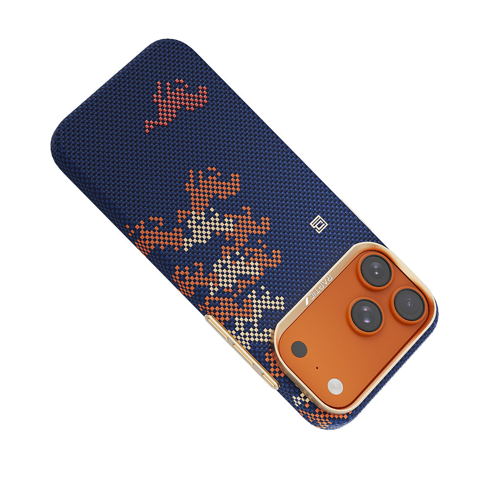 Apple iPhone 17 Pro Max Kılıf M-safe Şarj Özellikli Raptic Aramid Skin Chivalry Serisi Karbon Kapak