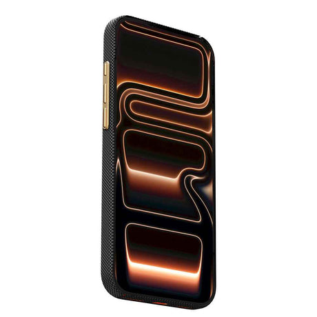 Apple iPhone 17 Pro Max Kılıf M-safe Şarj Özellikli Raptic Aramid Skin Rise Serisi 24 Ayar Altın Kaplamalı Karbon Kapak