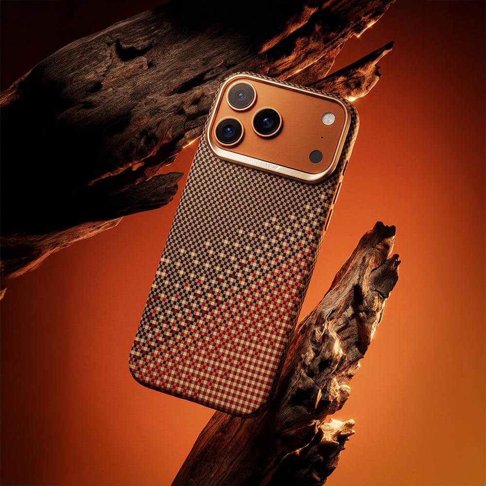 Apple iPhone 17 Pro Max Kılıf M-safe Şarj Özellikli Raptic Aramid Skin Serenity Serisi Karbon Kapak