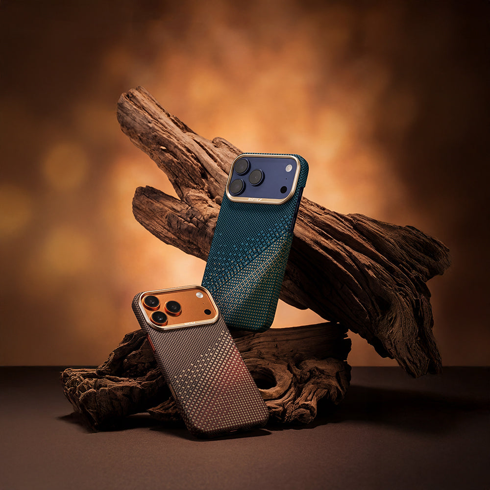 Apple iPhone 17 Pro Max Kılıf M-safe Şarj Özellikli Raptic Aramid Skin Serenity Serisi Karbon Kapak
