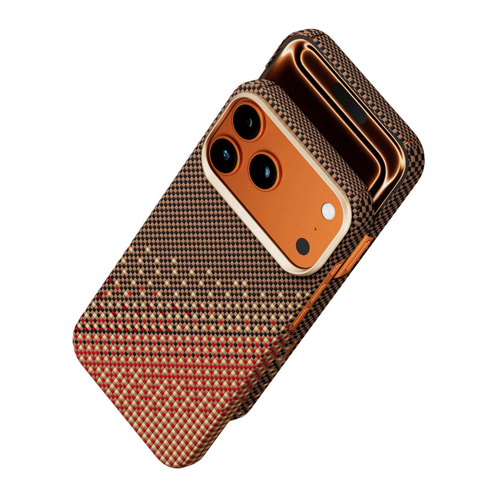 Apple iPhone 17 Pro Max Kılıf M-safe Şarj Özellikli Raptic Aramid Skin Serenity Serisi Karbon Kapak