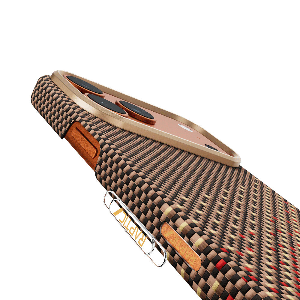 Apple iPhone 17 Pro Max Kılıf M-safe Şarj Özellikli Raptic Aramid Skin Serenity Serisi Karbon Kapak