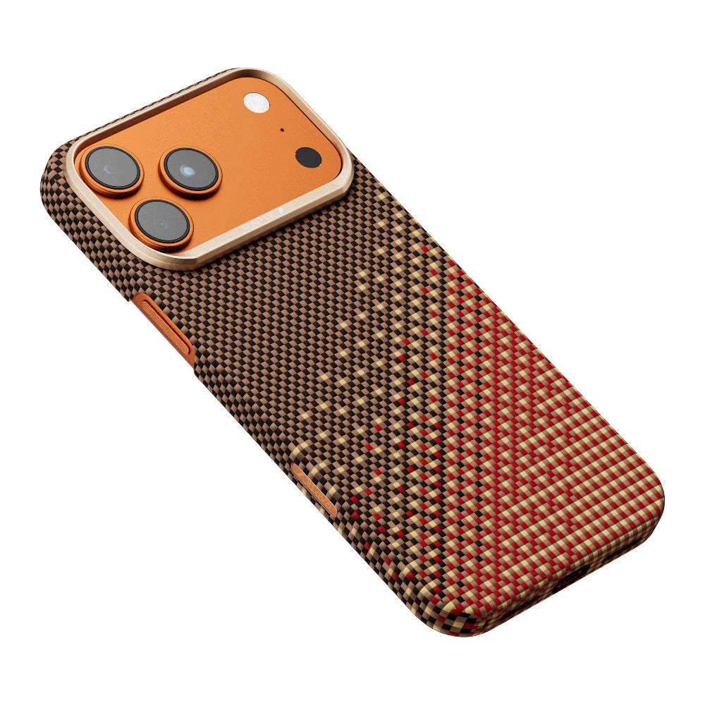 Apple iPhone 17 Pro Max Kılıf M-safe Şarj Özellikli Raptic Aramid Skin Serenity Serisi Karbon Kapak