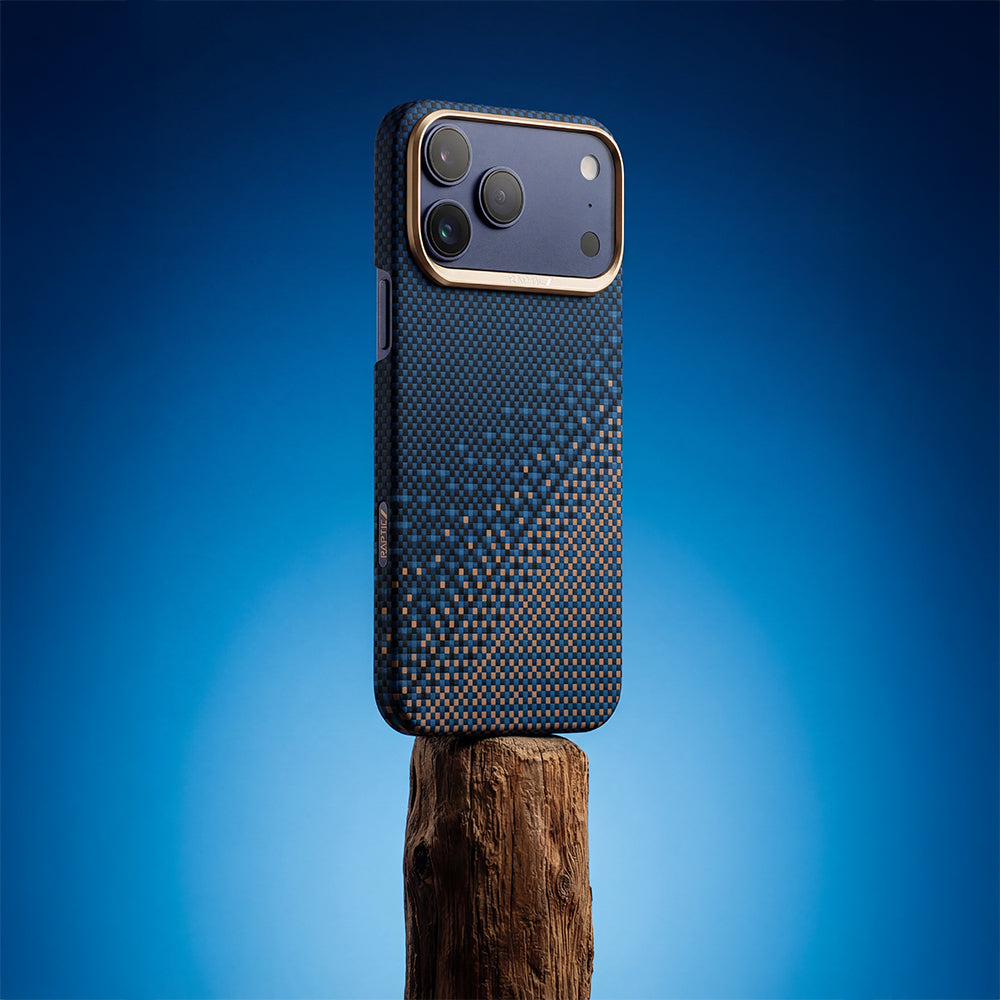 Apple iPhone 17 Pro Max Kılıf M-safe Şarj Özellikli Raptic Aramid Skin Serenity Serisi Karbon Kapak