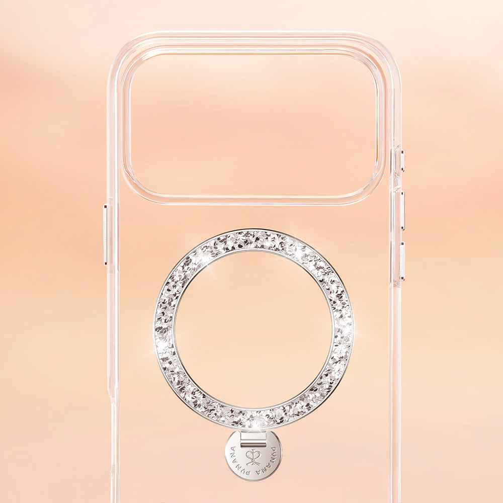 Apple iPhone 17 Pro Max Kılıf M-safe Şarj Özellikli Simli Standlı Pynana Dancing Circle Trendy Serisi Kapak