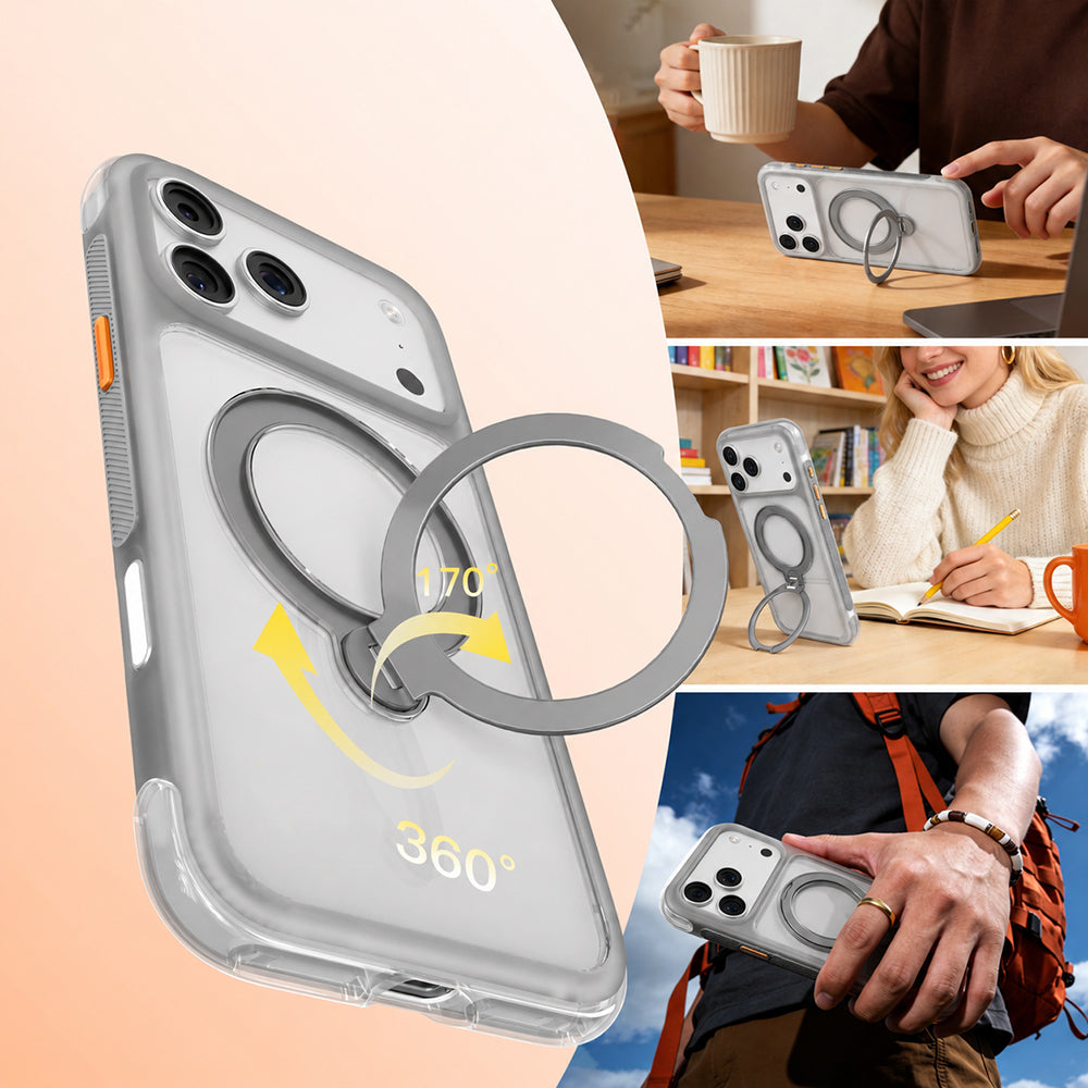 Apple iPhone 17 Pro Max Kılıf M-safe Şarj Özellikli Standlı Airbag Tasarımlı Mutural Air Shield Serisi Kapak
