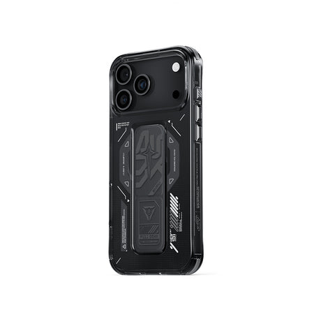 Apple iPhone 17 Pro Max Kılıf M-safe Şarj Özellikli Teknoloji Desenli Skinarma Helio Mag Charge Standlı Kapak