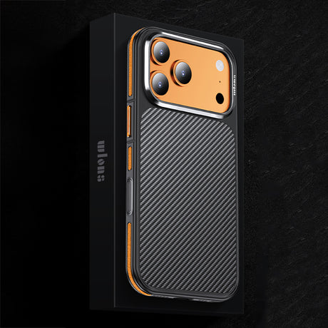 Apple iPhone 17 Pro Max Kılıf Mat Transparan Karbon Fiber Görünümlü Wlons Marin Kapak
