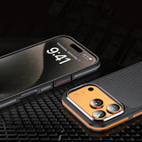 Apple iPhone 17 Pro Max Kılıf Mat Transparan Karbon Fiber Görünümlü Wlons Marin Kapak