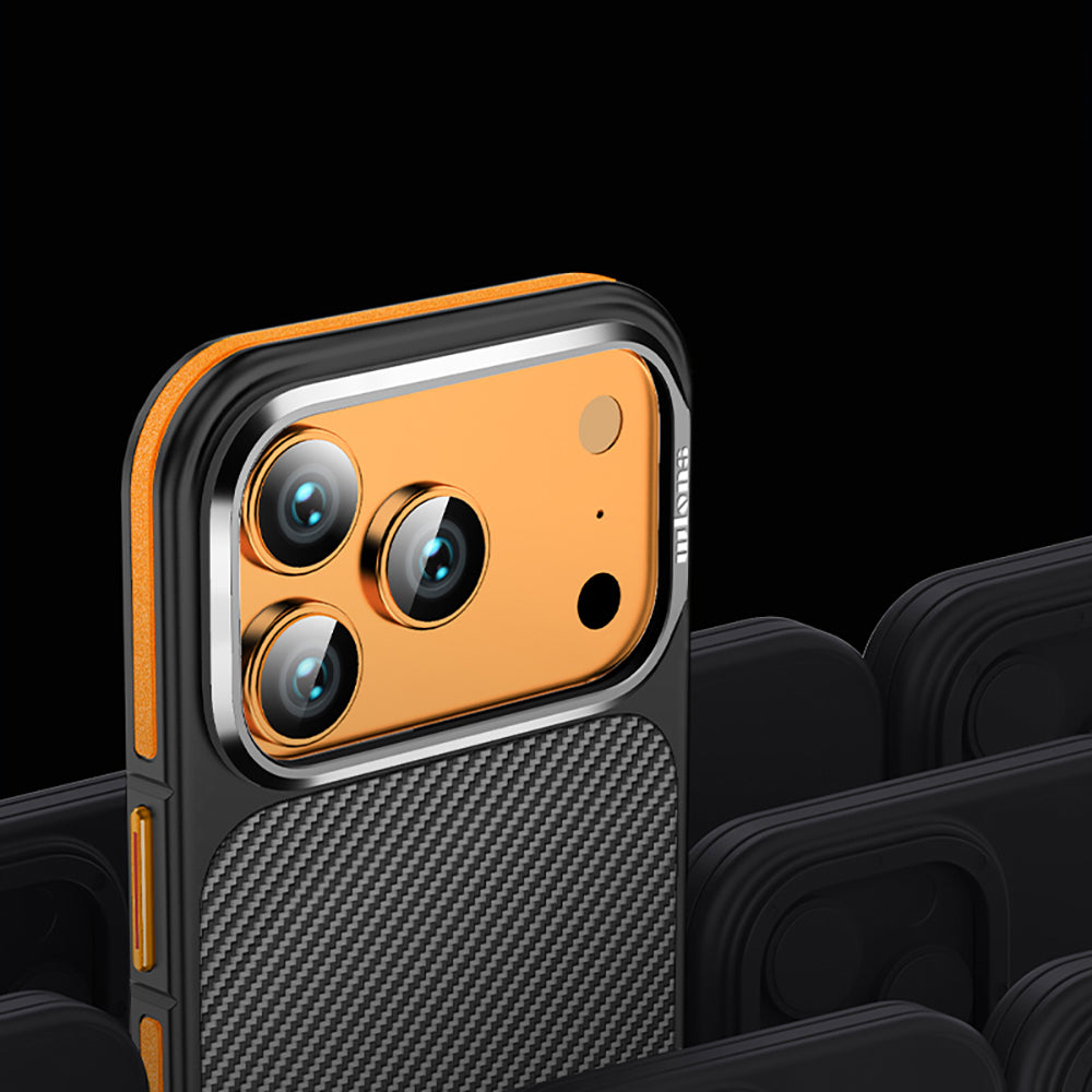 Apple iPhone 17 Pro Max Kılıf Mat Transparan Karbon Fiber Görünümlü Wlons Marin Kapak