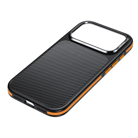 Apple iPhone 17 Pro Max Kılıf Mat Transparan Karbon Fiber Görünümlü Wlons Marin Kapak
