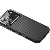Apple iPhone 17 Pro Max Kılıf Mat Transparan Karbon Fiber Görünümlü Wlons Marin Kapak