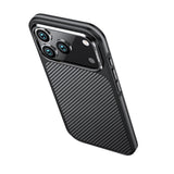 Apple iPhone 17 Pro Max Kılıf Mat Transparan Karbon Fiber Görünümlü Wlons Marin Kapak