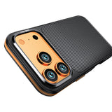 Apple iPhone 17 Pro Max Kılıf Mat Transparan Karbon Fiber Görünümlü Wlons Marin Kapak