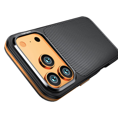 Apple iPhone 17 Pro Max Kılıf Mat Transparan Karbon Fiber Görünümlü Wlons Marin Kapak
