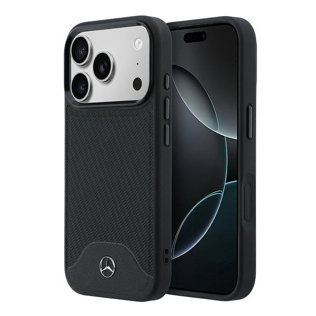 Apple iPhone 17 Pro Max Kılıf Mercedes Benz Orjinal Lisanslı M-safe Şarj Özellikli 3D Metal Logolu Wood Deri Dokumalı Kapak