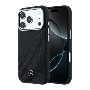 Apple iPhone 17 Pro Max Kılıf Mercedes Benz Orjinal Lisanslı M-safe Şarj Özellikli 3D Metal Logolu Wrap Wood Deri Kapak