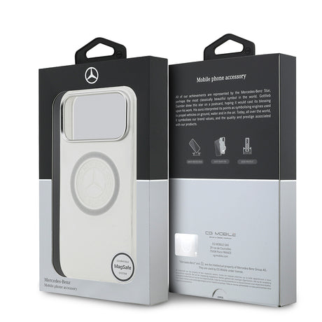 Apple iPhone 17 Pro Max Kılıf Mercedes Benz Orjinal Lisanslı M-safe Şarj Özellikli Buzlu PC Nostaljik Yıldız Dizayn Kapak