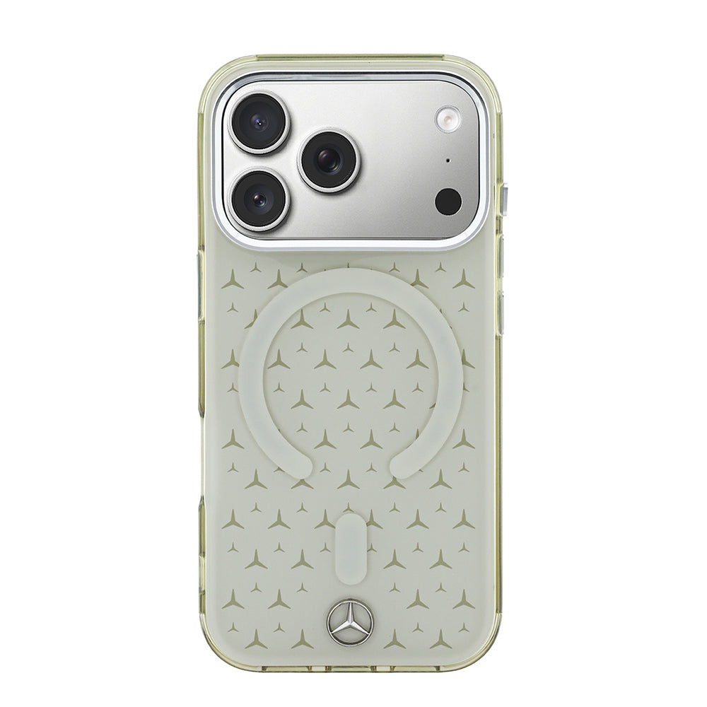 Apple iPhone 17 Pro Max Kılıf Mercedes Benz Orjinal Lisanslı M-Safe Şarj Özellikli Çift Katmanlı Yıldız Desenli Dizayn Kapak