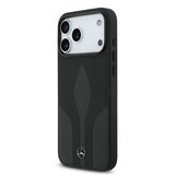 Apple iPhone 17 Pro Max Kılıf Mercedes Benz Orjinal Lisanslı M-safe Şarj Özellikli Dokulu Desenli Deri Kapak