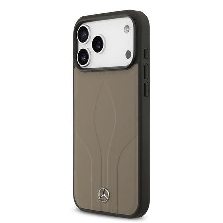 Apple iPhone 17 Pro Max Kılıf Mercedes Benz Orjinal Lisanslı M-safe Şarj Özellikli Dokulu Desenli Deri Kapak