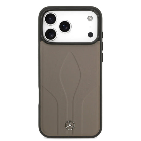 Apple iPhone 17 Pro Max Kılıf Mercedes Benz Orjinal Lisanslı M-safe Şarj Özellikli Dokulu Desenli Deri Kapak