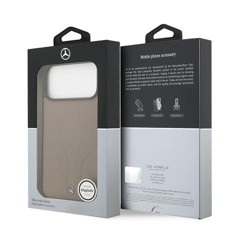 Apple iPhone 17 Pro Max Kılıf Mercedes Benz Orjinal Lisanslı M-safe Şarj Özellikli Dokulu Desenli Deri Kapak