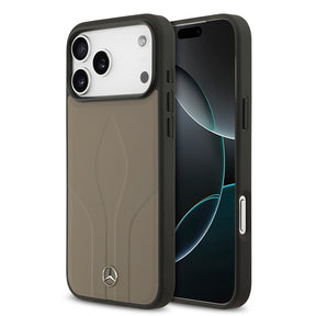 Apple iPhone 17 Pro Max Kılıf Mercedes Benz Orjinal Lisanslı M-safe Şarj Özellikli Dokulu Desenli Deri Kapak