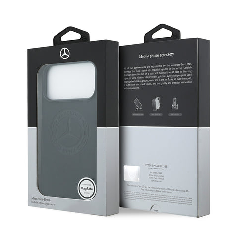 Apple iPhone 17 Pro Max Kılıf Mercedes Benz Orjinal Lisanslı M-safe Şarj Özellikli Hakiki Deri Nostaljik Yıldız Dizayn Kapak