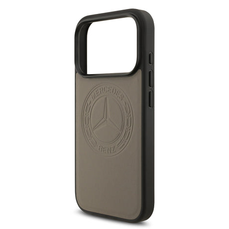 Apple iPhone 17 Pro Max Kılıf Mercedes Benz Orjinal Lisanslı M-safe Şarj Özellikli Hakiki Deri Nostaljik Yıldız Dizayn Kapak