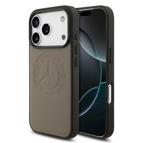 Apple iPhone 17 Pro Max Kılıf Mercedes Benz Orjinal Lisanslı M-safe Şarj Özellikli Hakiki Deri Nostaljik Yıldız Dizayn Kapak
