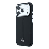 Apple iPhone 17 Pro Max Kılıf Mercedes Benz Orjinal Lisanslı M-safe Şarj Özellikli Metal Yıldız Logolu Çizgili Deri Kapak