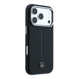 Apple iPhone 17 Pro Max Kılıf Mercedes Benz Orjinal Lisanslı M-safe Şarj Özellikli Metal Yıldız Logolu Çizgili Deri Kapak