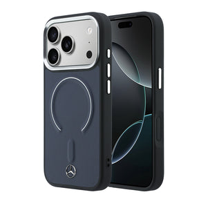 Apple iPhone 17 Pro Max Kılıf Mercedes Benz Orjinal Lisanslı M-safe Şarj Özellikli Metal Yıldız Logolu Kabartmalı Deri Kapak