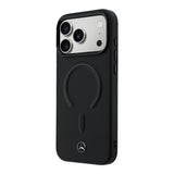 Apple iPhone 17 Pro Max Kılıf Mercedes Benz Orjinal Lisanslı M-safe Şarj Özellikli Metal Yıldız Logolu Kabartmalı Deri Kapak