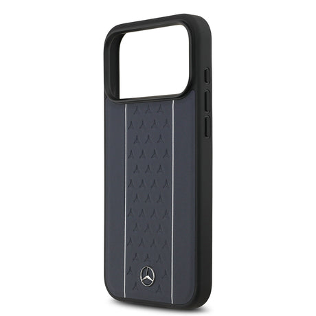 Apple iPhone 17 Pro Max Kılıf Mercedes Benz Orjinal Lisanslı M-safe Şarj Özellikli Şeritli Yıldız Desenli Metal Logolu Deri Kapak