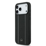Apple iPhone 17 Pro Max Kılıf Mercedes Benz Orjinal Lisanslı M-safe Şarj Özellikli Şeritli Yıldız Desenli Metal Logolu Deri Kapak